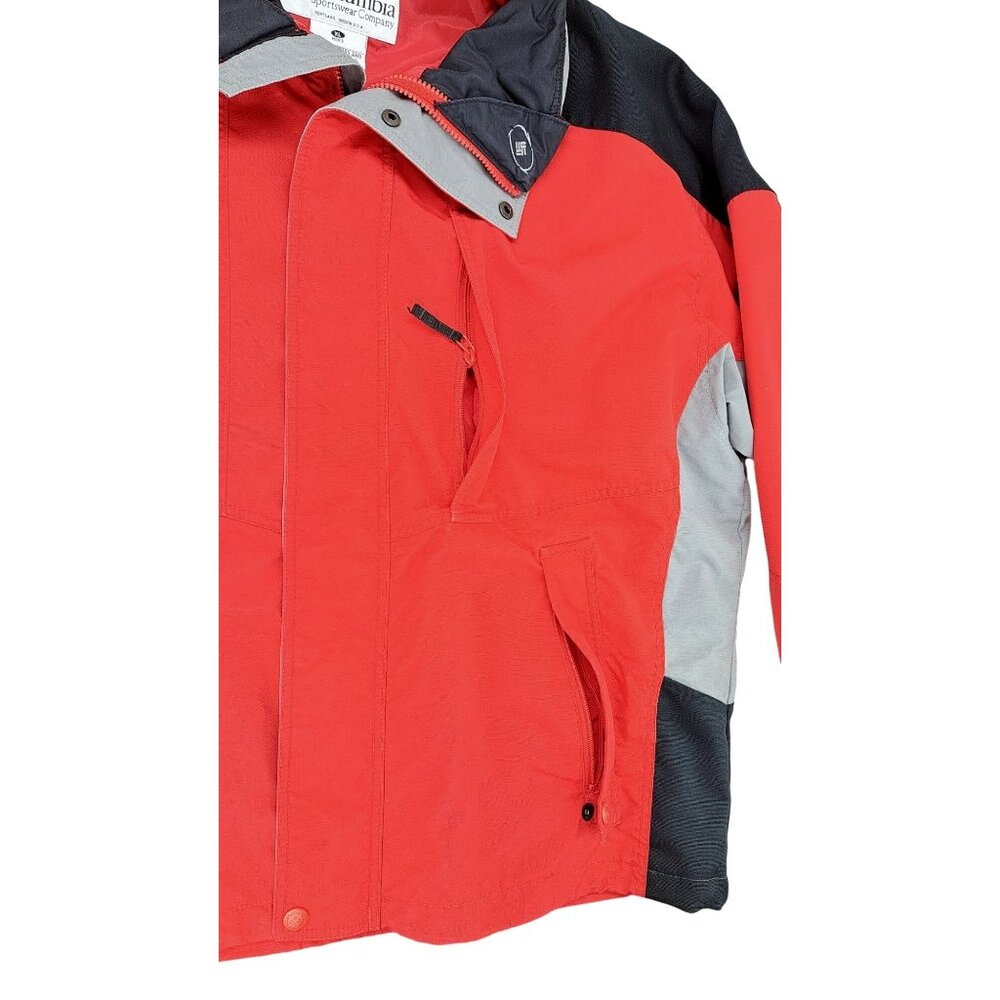 Vintage Columbia Men XL Red Black Gray Jacket Zip Snap Toggle Hem Windbreaker - Picture 4 of 13